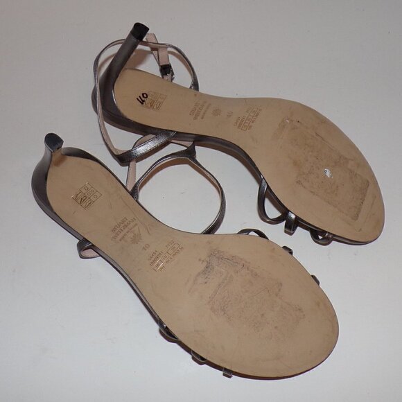 Stuart Weitzman Starla 80 Gunmetal Leather Sandal sz 10 New - Picture 6 of 6